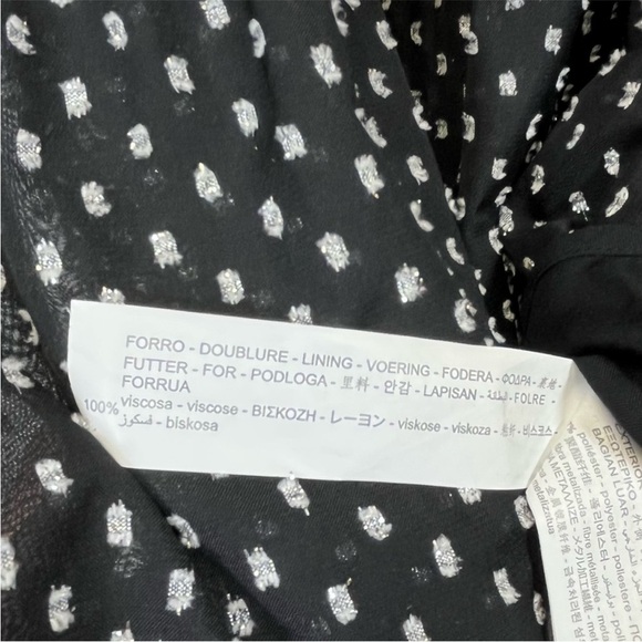 Zara Black and White V-Neck Puff Sleeve Mini Dress - Picture 4 of 6